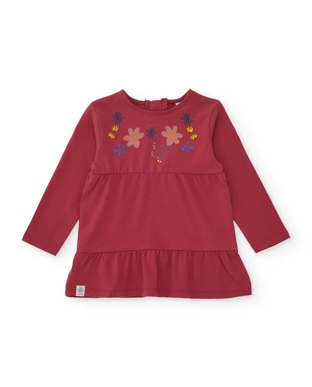 Tuc Tuc maglietta bambina bordeaux fiori arricciata