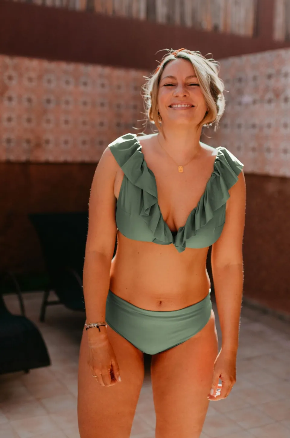 Ella and Rapha Leopard Green slip bikini verde UPF 50+