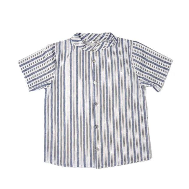 Mebi Raya Azul Camicia Bambino Manga Corta Cotone
