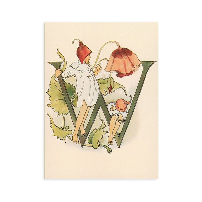 Ottilia Adelborg alfabeto fiorito cartolina lettera W