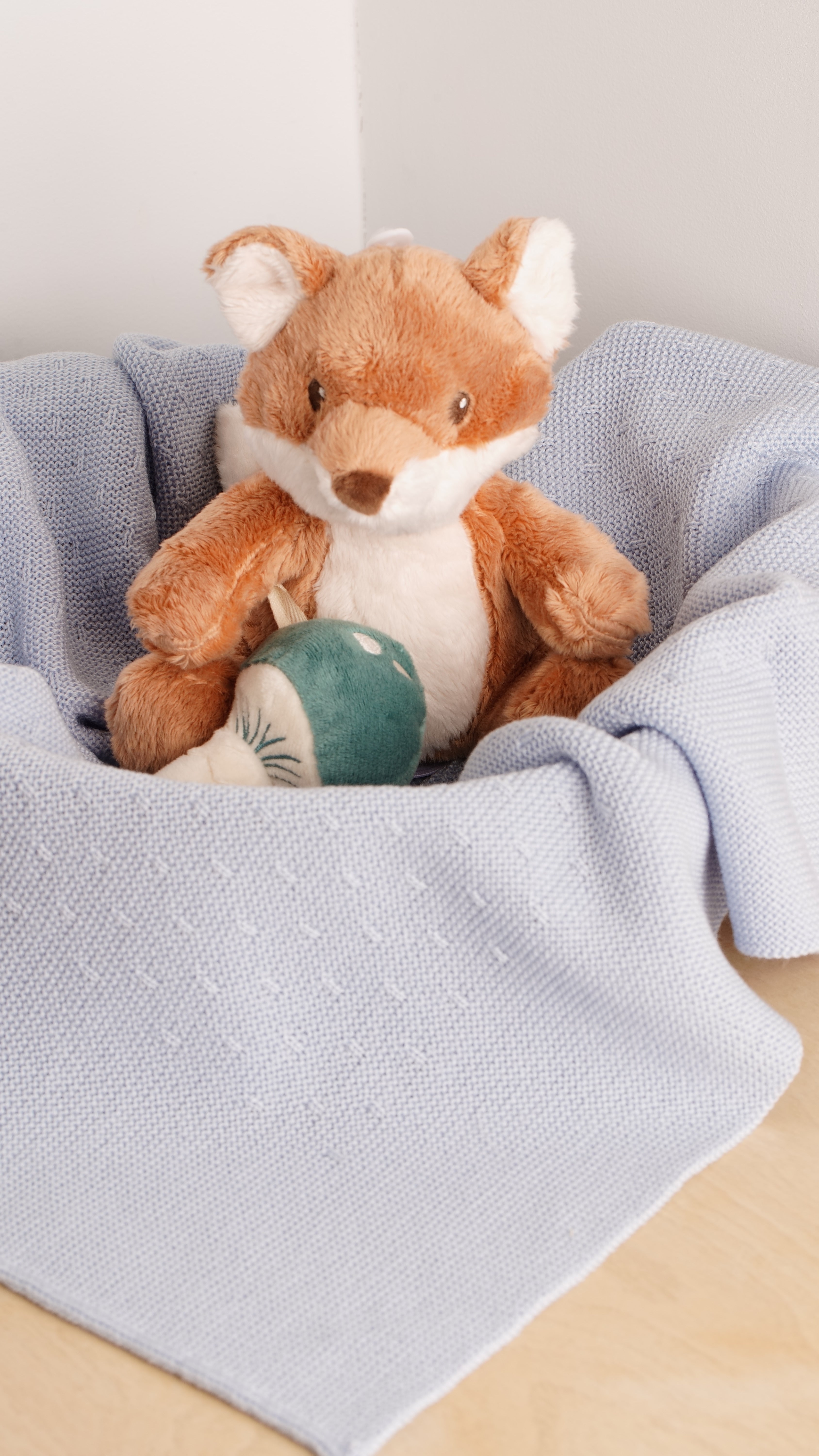 Babyhood coperta neonato azzurra lana merino