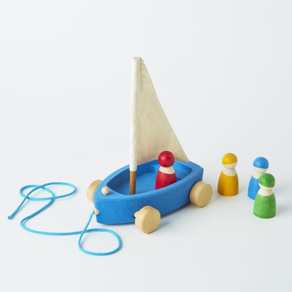 Grimm's Barca a Vela da Tirare gioco legno 4 personaggi