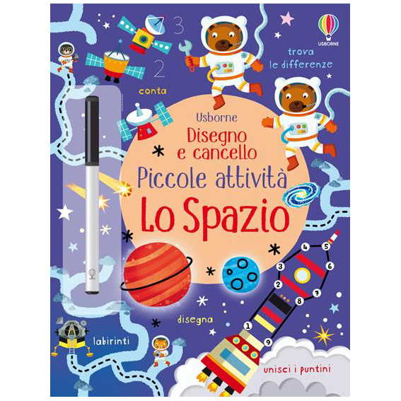Usborne Lo spazio libro attività cancellabile 24 pagine