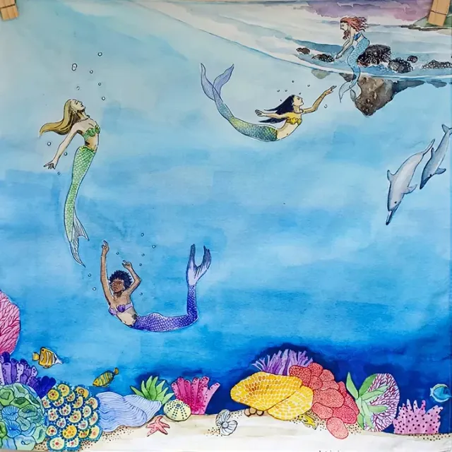 Wonderie Telo Gioco Mermaid 100x100 Cotone Bio