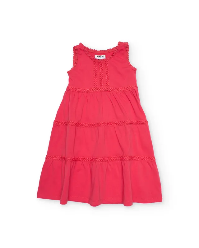 Tuc Tuc vestito bambina pizzo smanicato corallo