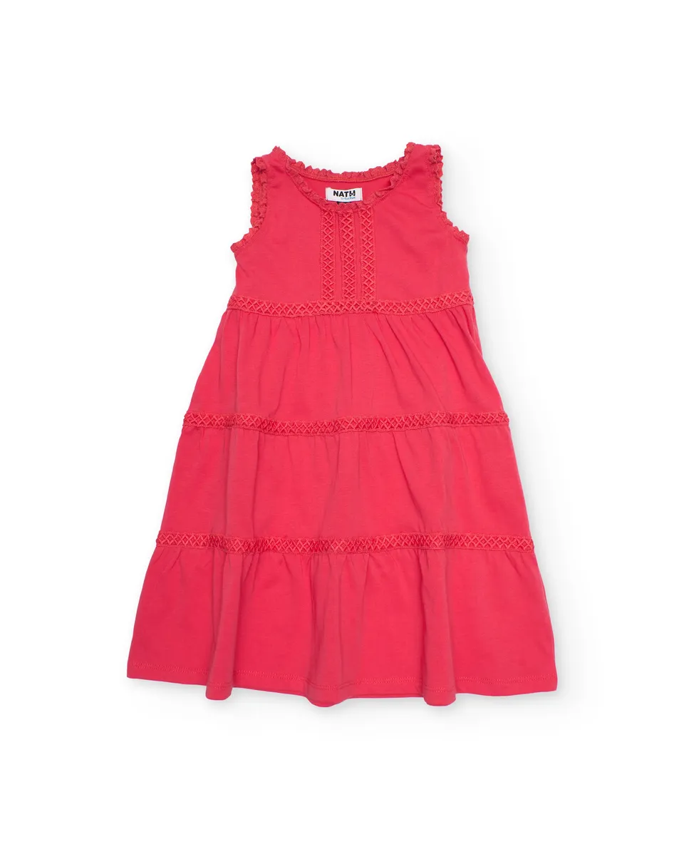 Tuc Tuc vestito bambina pizzo smanicato corallo