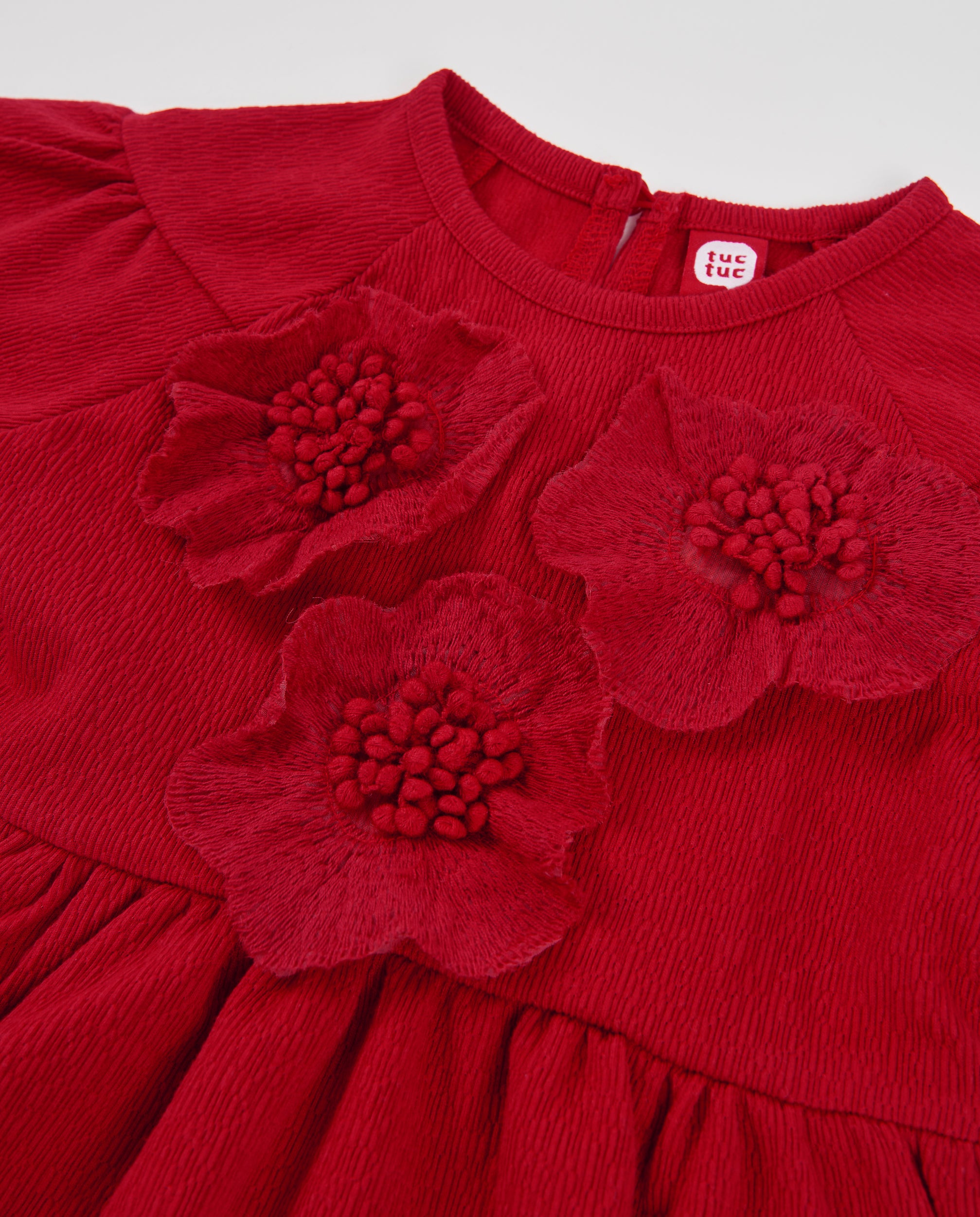 Tuc tuc Vestito bambina rosso con fiori ricamati