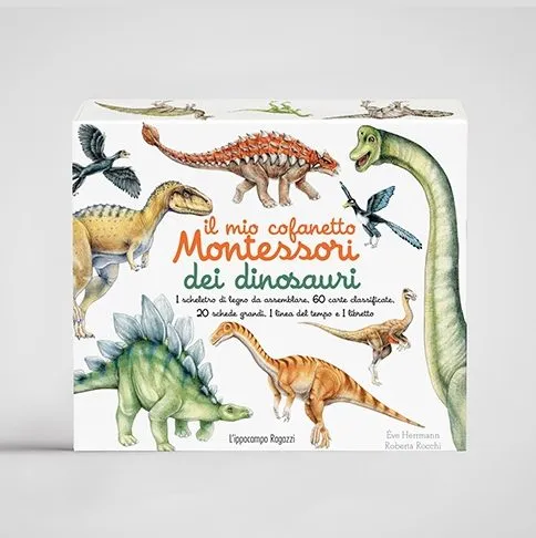Ippocampo Montessori Dinosauri cofanetto 20 schede gioco