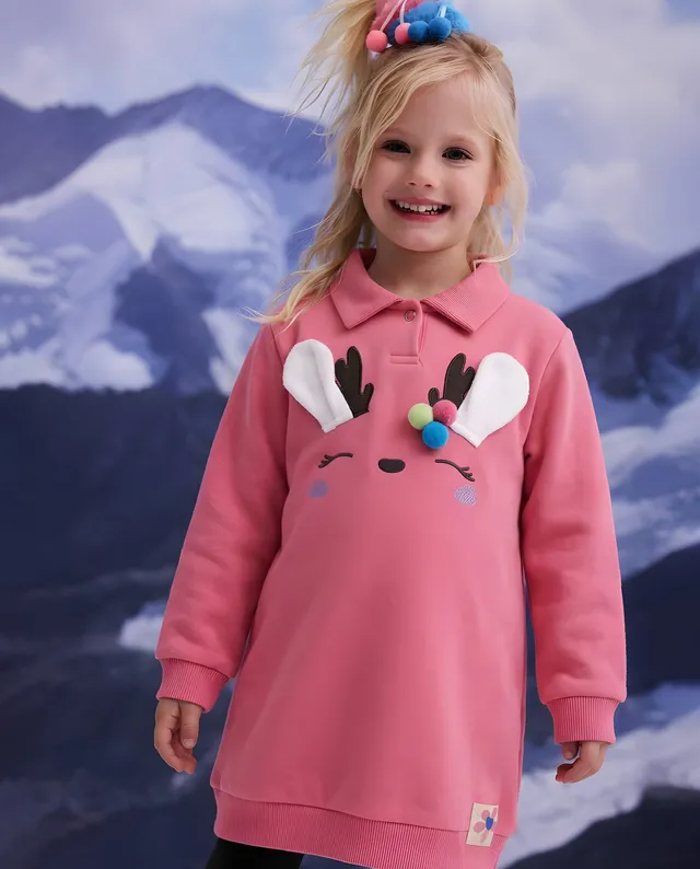 Tuc Tuc vestito bambina rosa in pile caldo