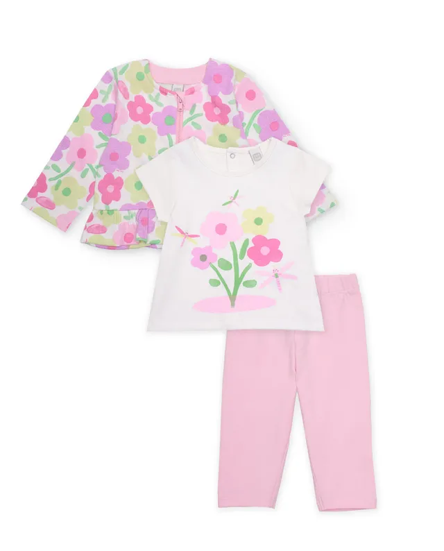 Tuc Tuc completo neonata rosa fiori 3 pezzi
