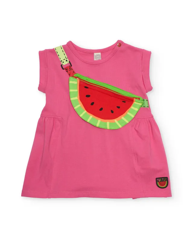 Tuc tuc vestito bimba applique anguria rosa