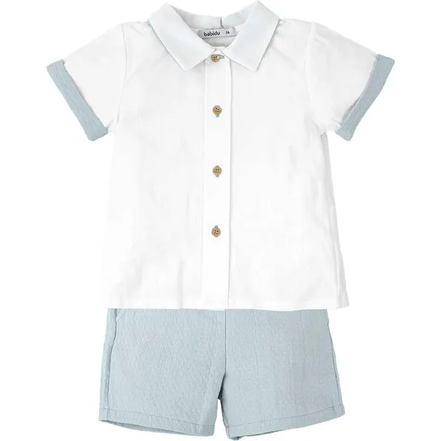 Babidu completo bambino camicia bianca e shorts 5 anni cotone