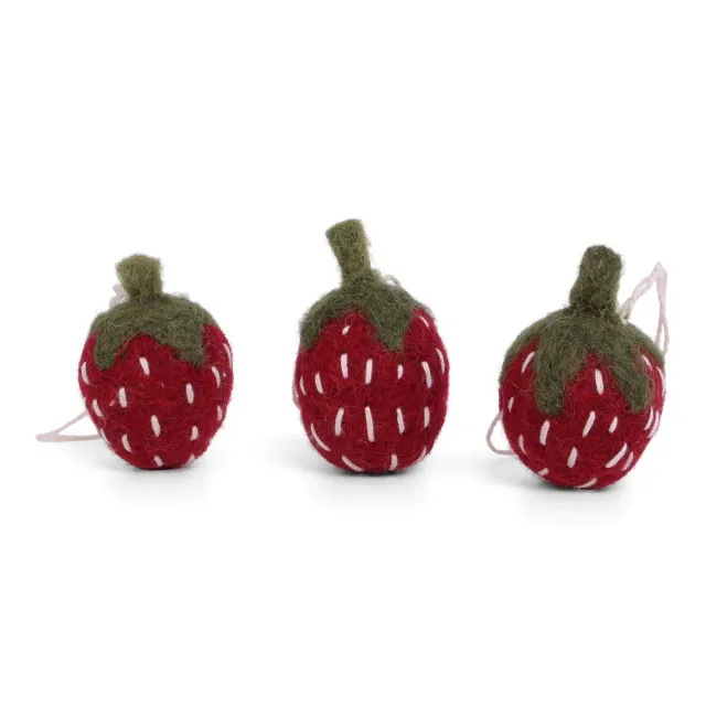 Gry & Sif Set 3 Fragole decorazioni feltro lana