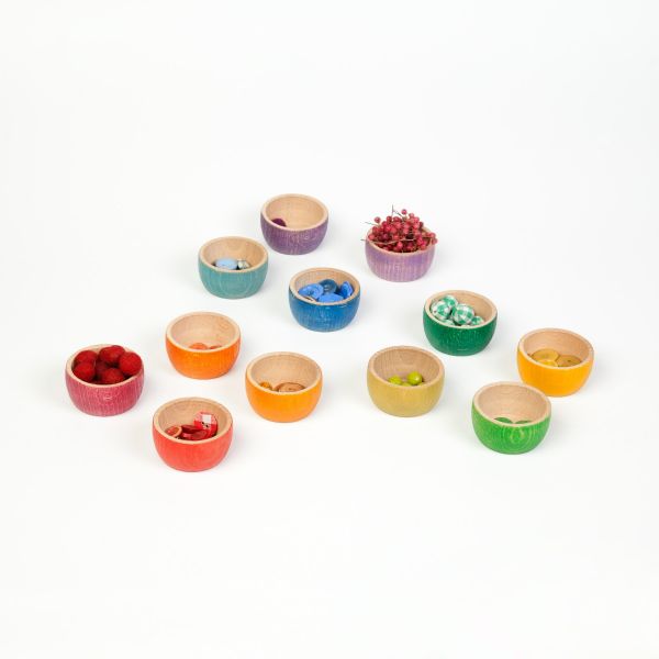 Grapat Set 12 Ciotole Arcobaleno Gioco Legno 6 cm