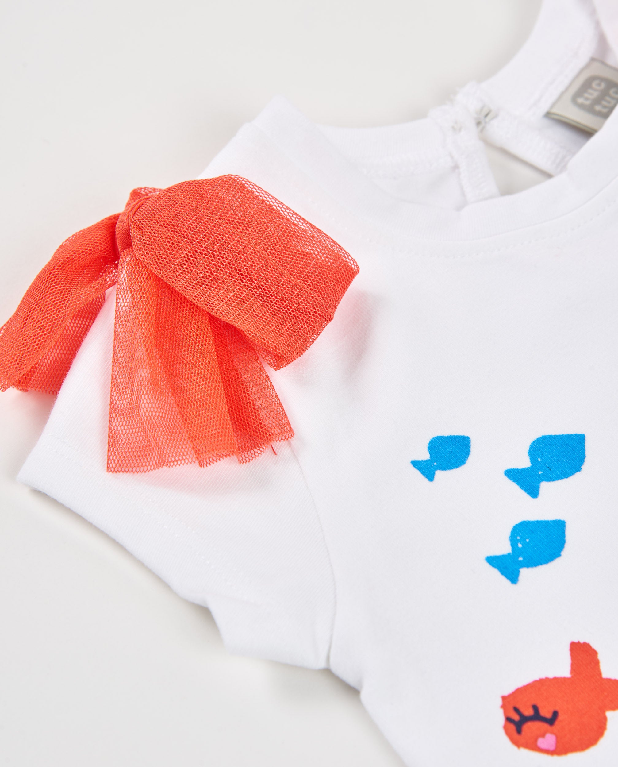 Tuc Tuc maglietta bambina pesce paillettes bianca jersey