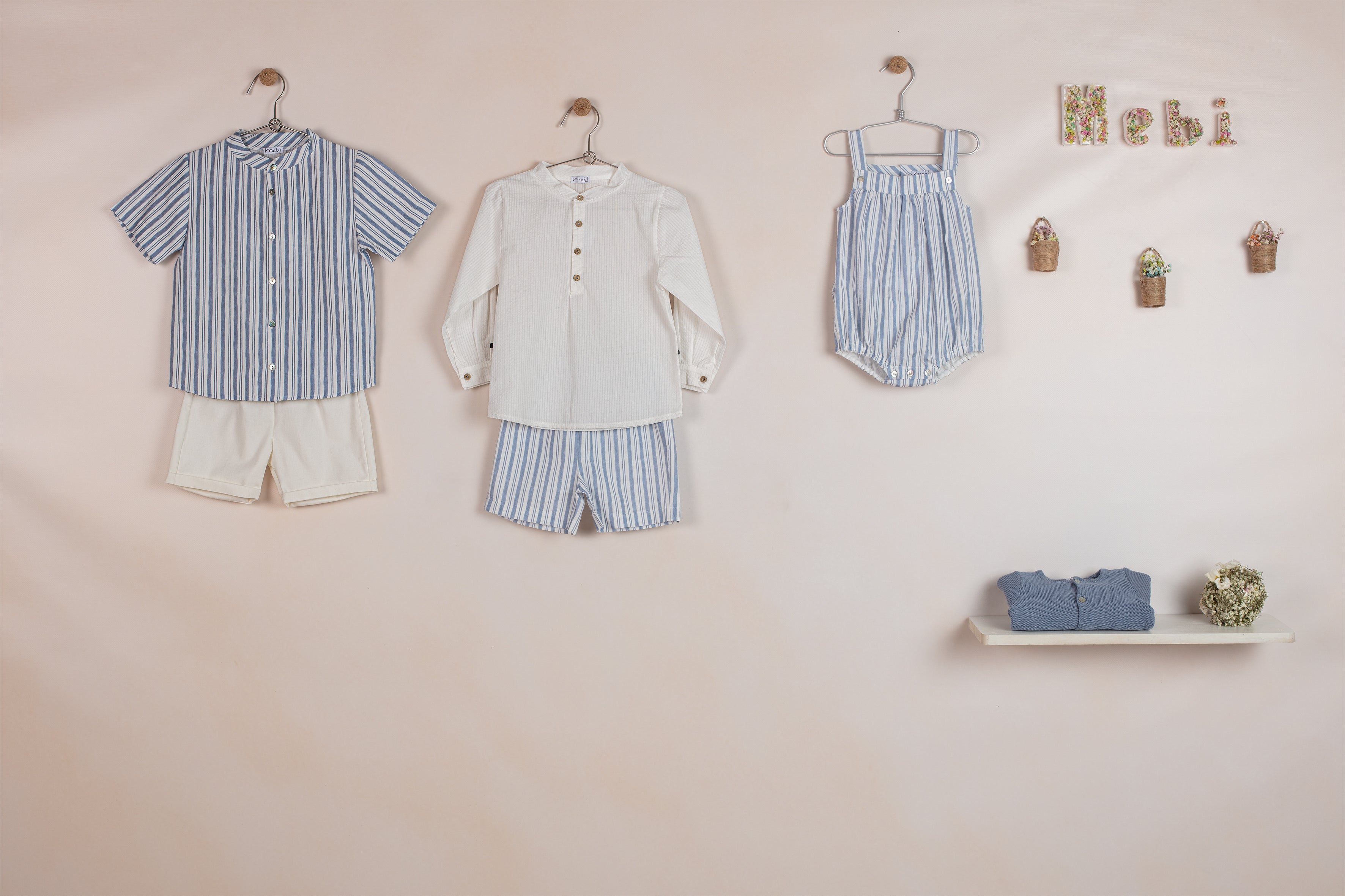 Mebi bermuda bimbo bianco cotone elastico con risvolto