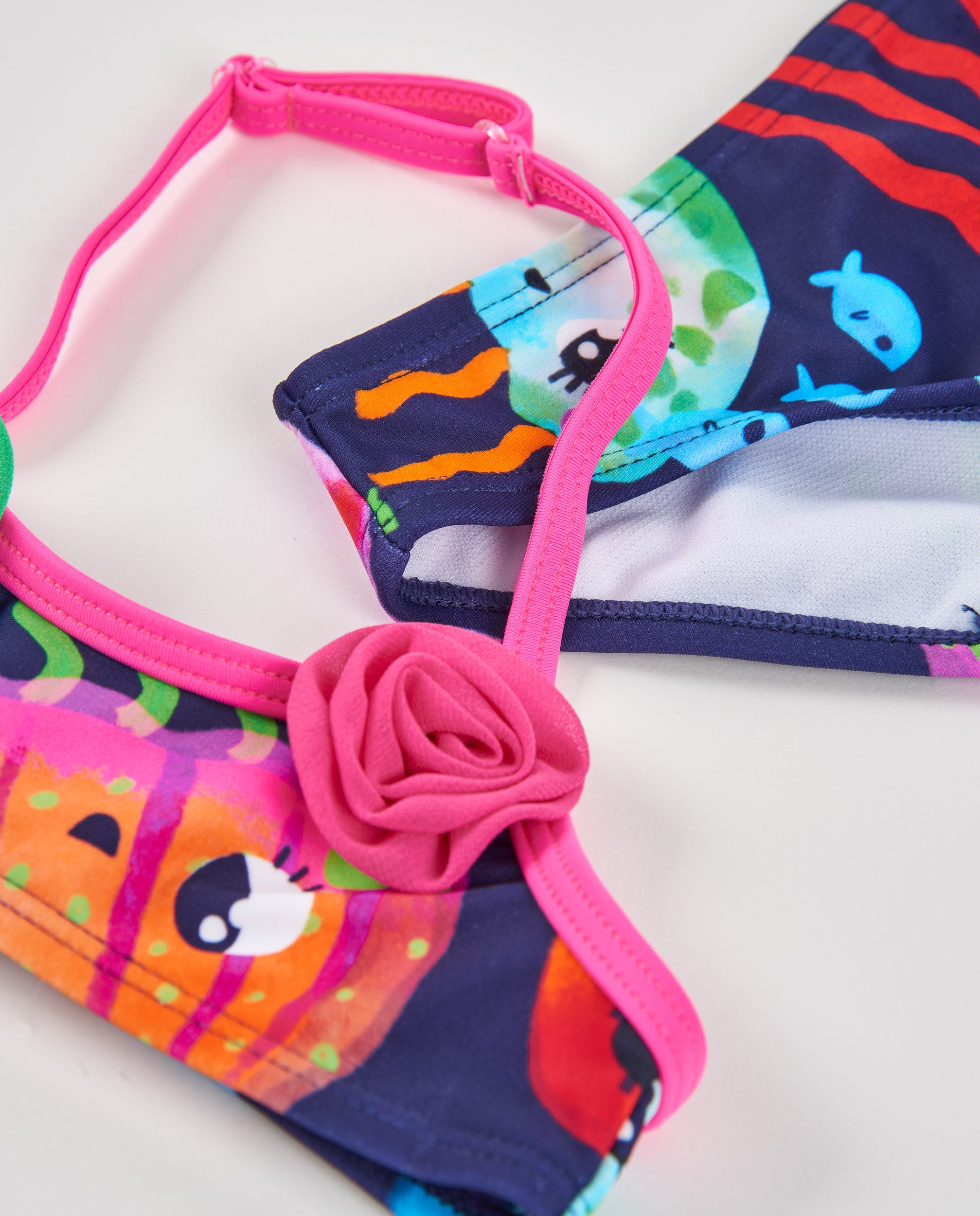 Tuc Tuc bikini bimba blu navy con fiori 3D