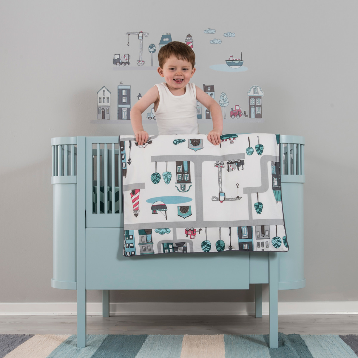 Sebra Village Boy Set Copripiumino Junior Cotone Organico