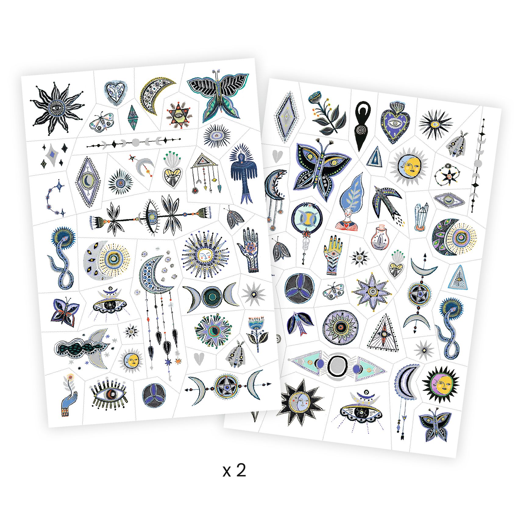 Djeco Wicca tatuaggi temporanei set 2 fogli