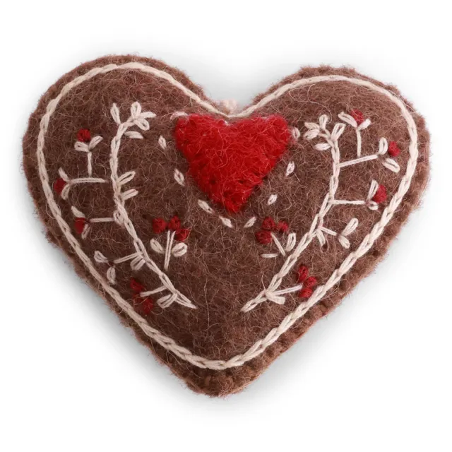 Gry & Sif pendente feltro cuore pan di zenzero 7 cm lana