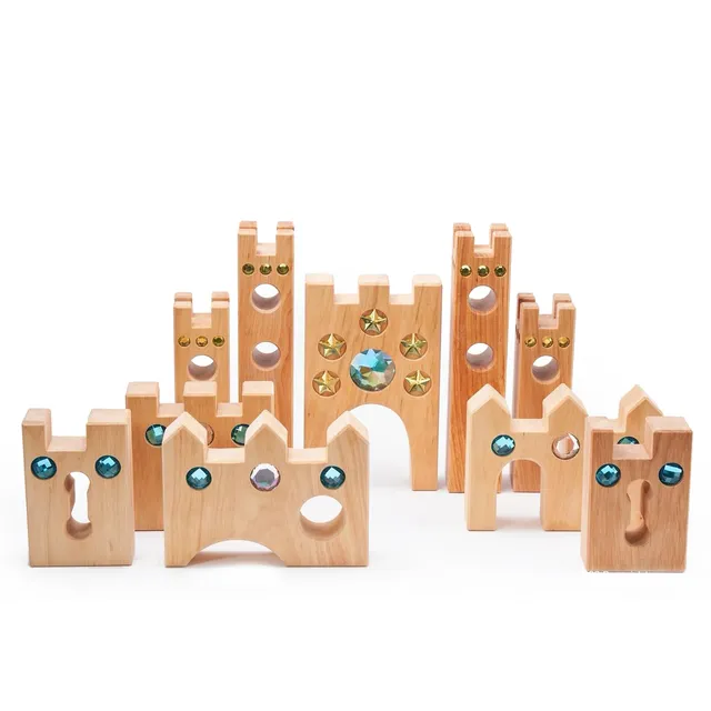 Bauspiel Castello con gemme costruzioni legno 10 pezzi