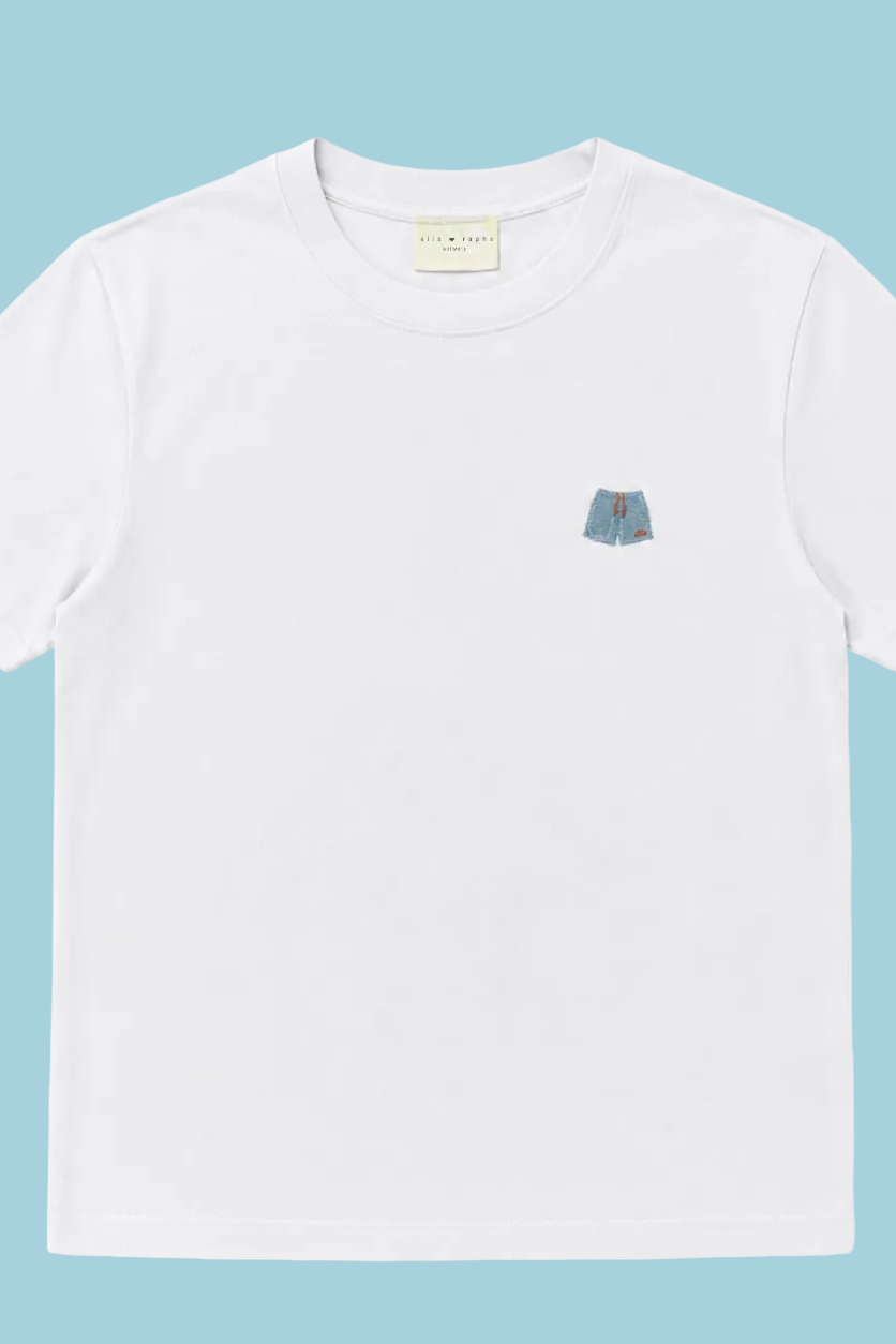 Ella and Rapha Swimshort t-shirt uomo bianca cotone