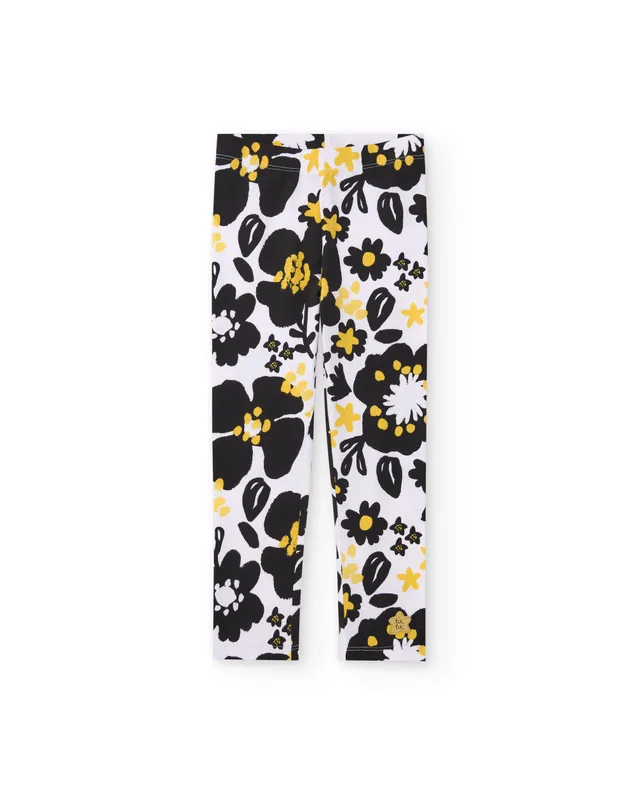 Tuc Tuc leggings bambina neri floreali jersey