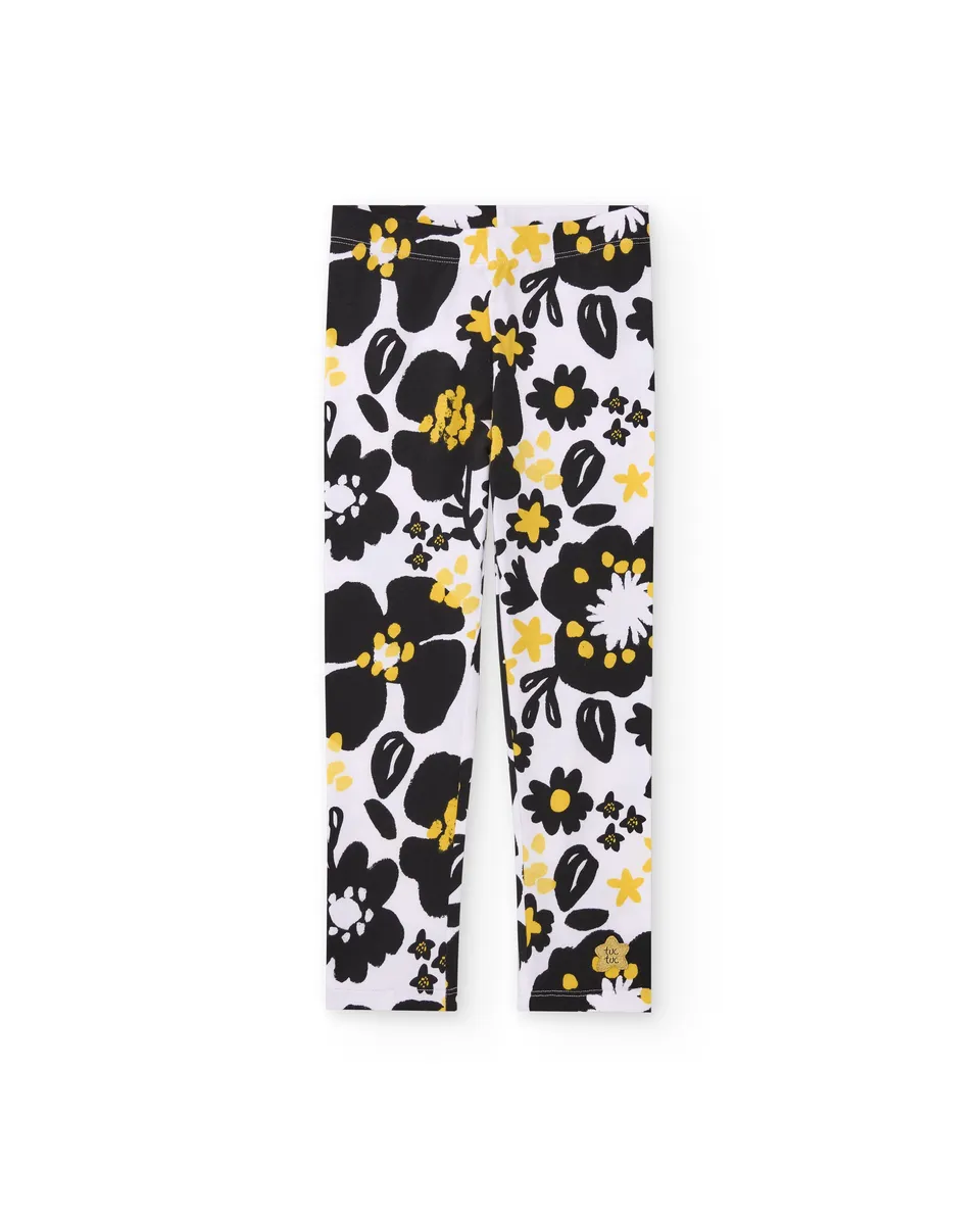 Tuc Tuc leggings bambina neri floreali jersey