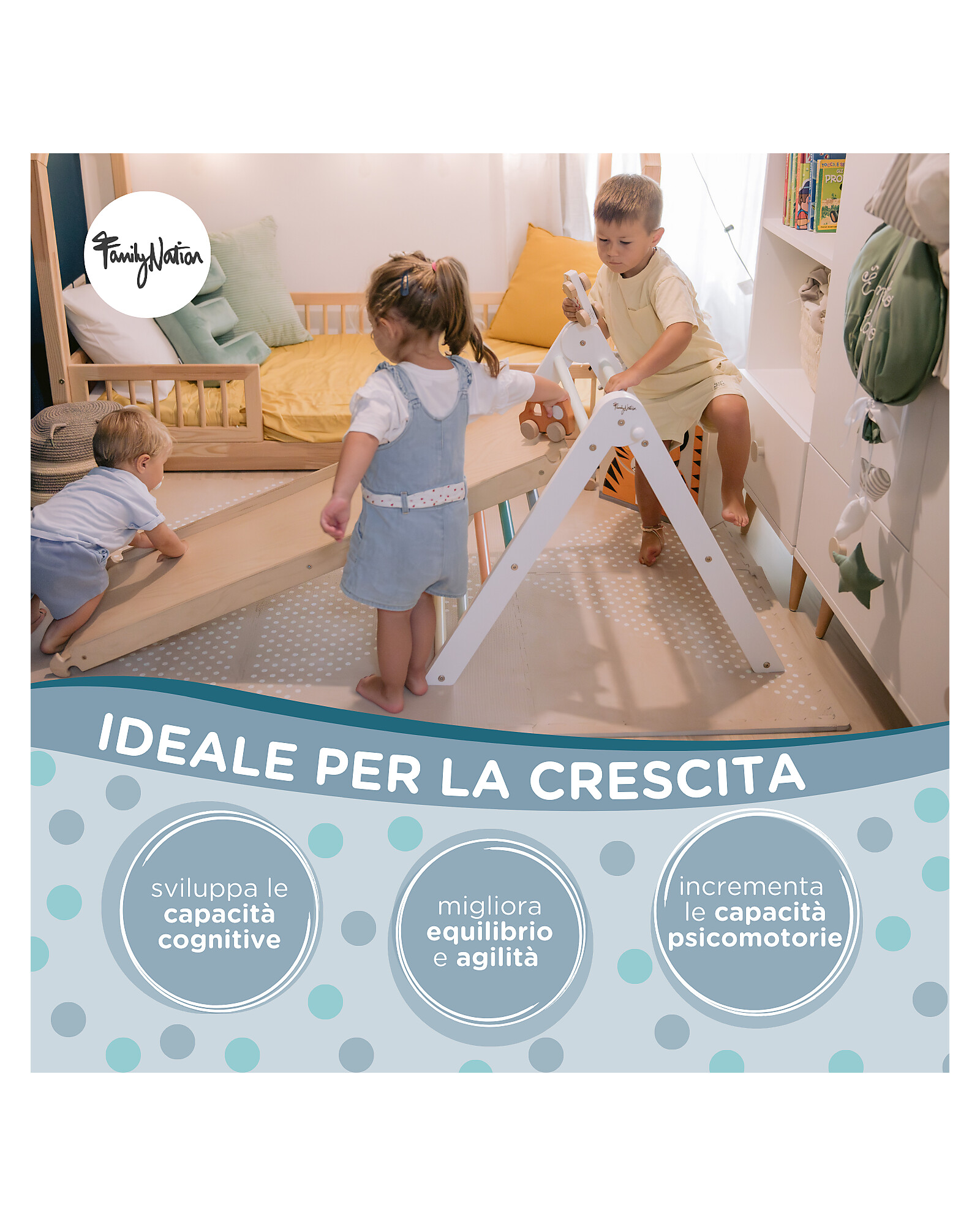 Triclimb Sunny Beach Triangolo Pikler legno con rampa