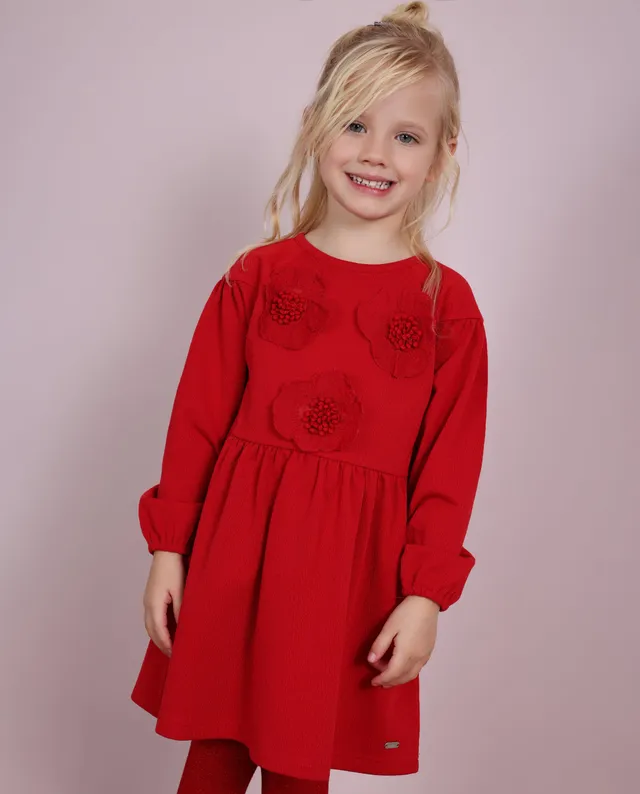 Tuc tuc Vestito bambina rosso con fiori ricamati