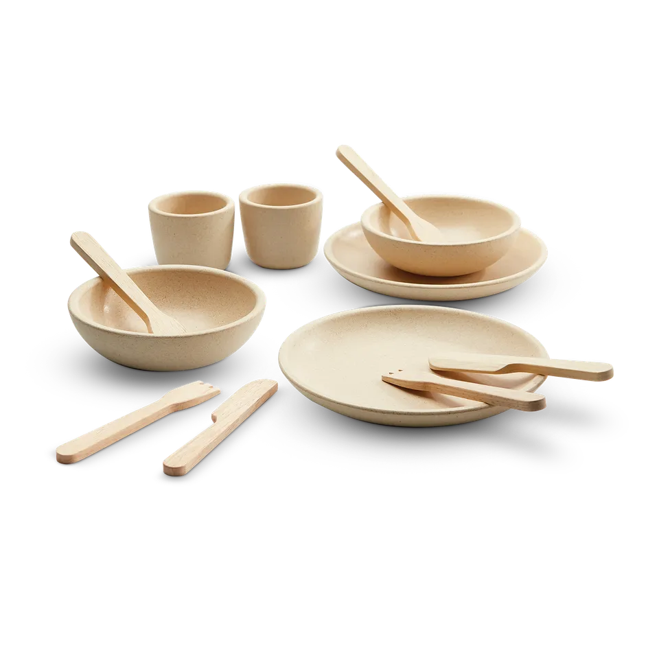 PlanToys Natural servizio tavola legno 14 pezzi