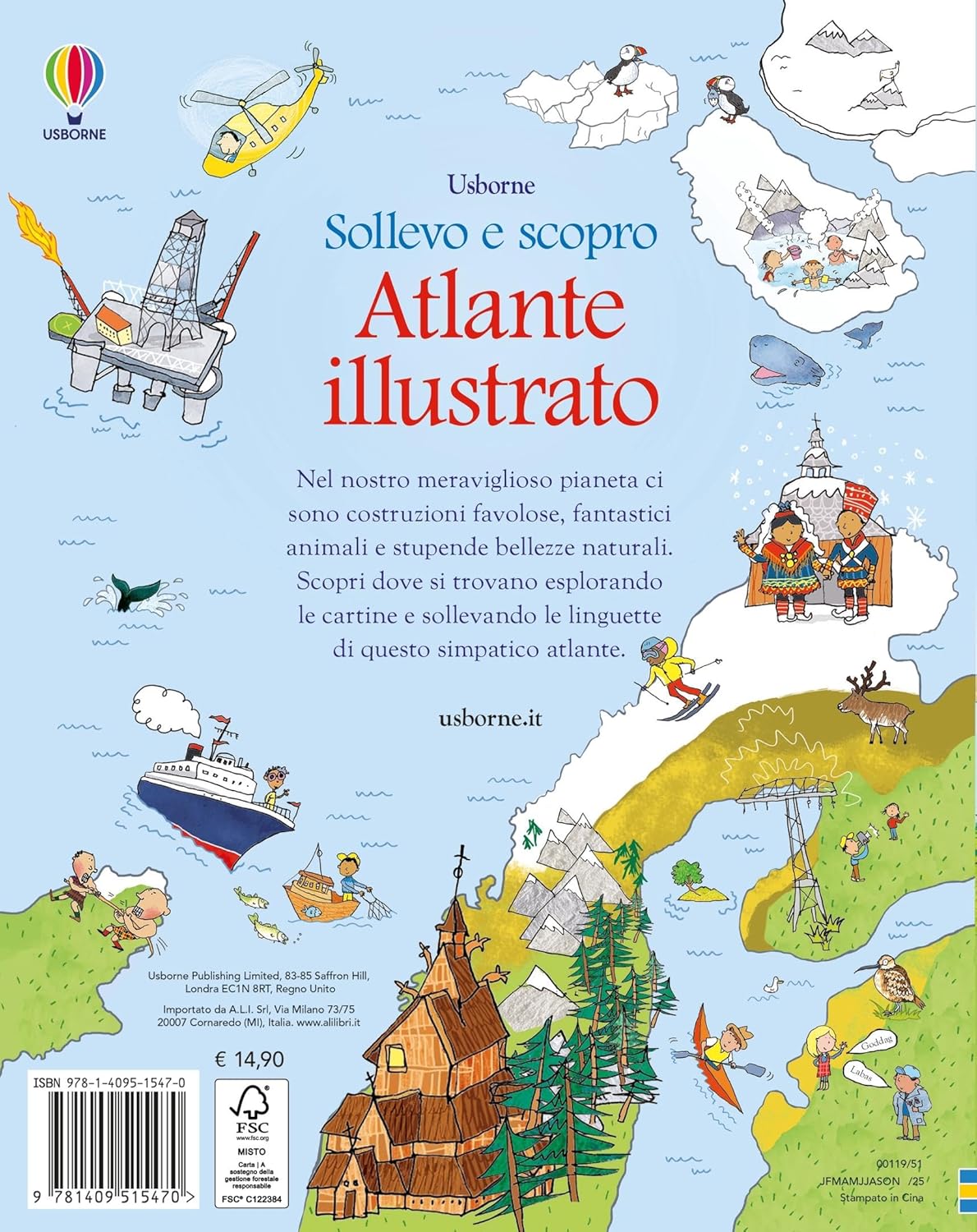 Usborne Atlante Illustrato Libro Bambini con Mappa