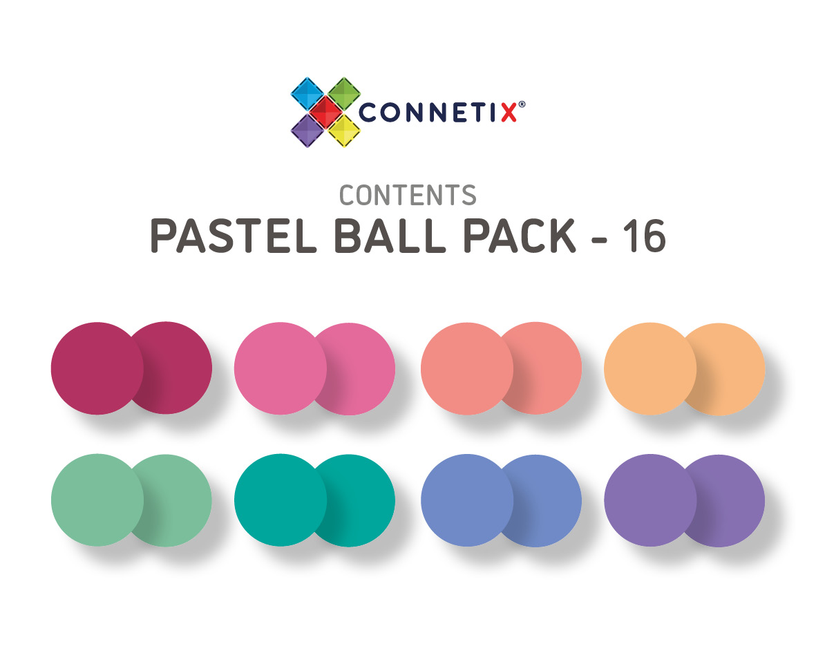 Connetix 16 Palline Pastello Gioco Legno 3 cm