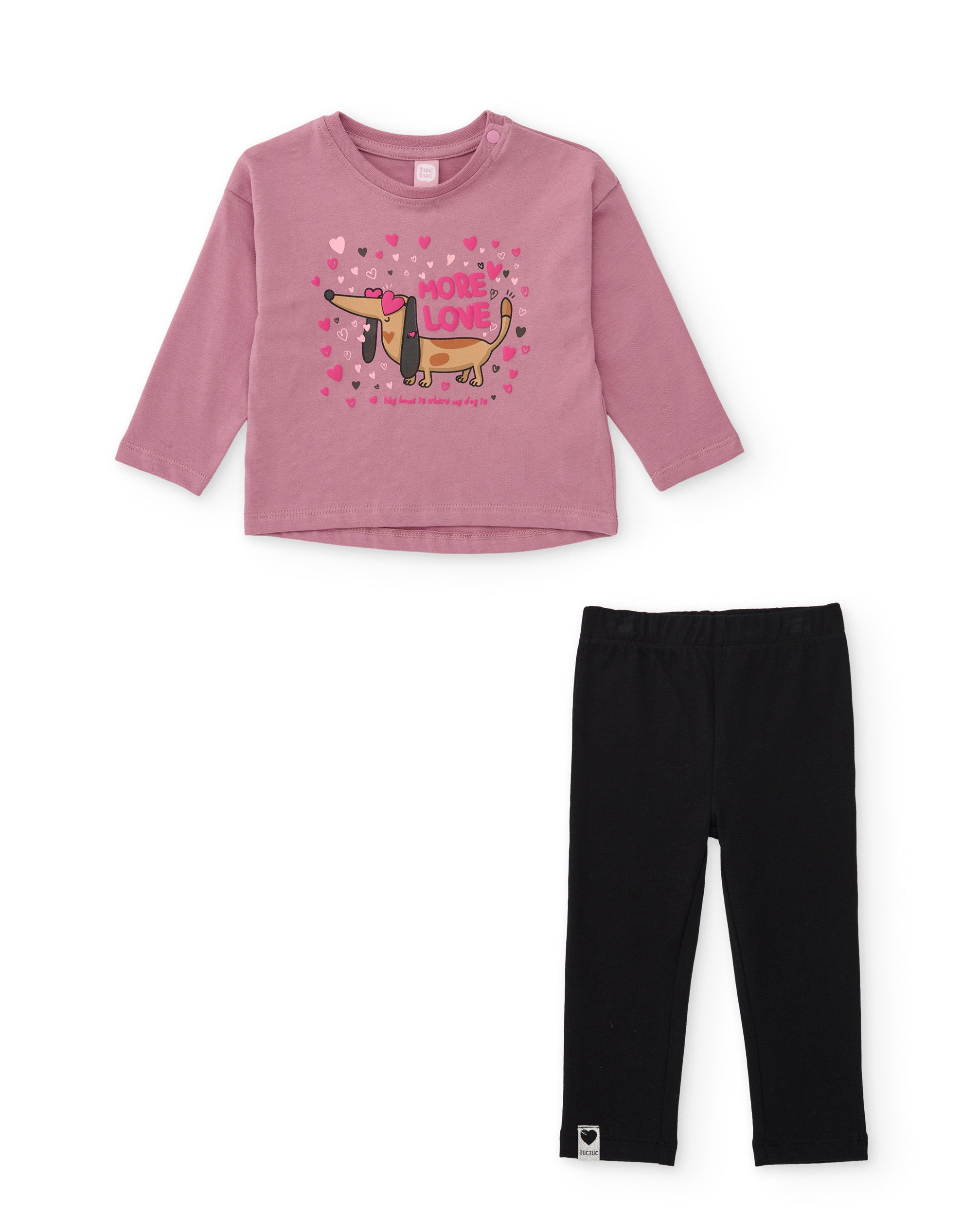 Tuc tuc completo maglia leggings cotone rosa bambina