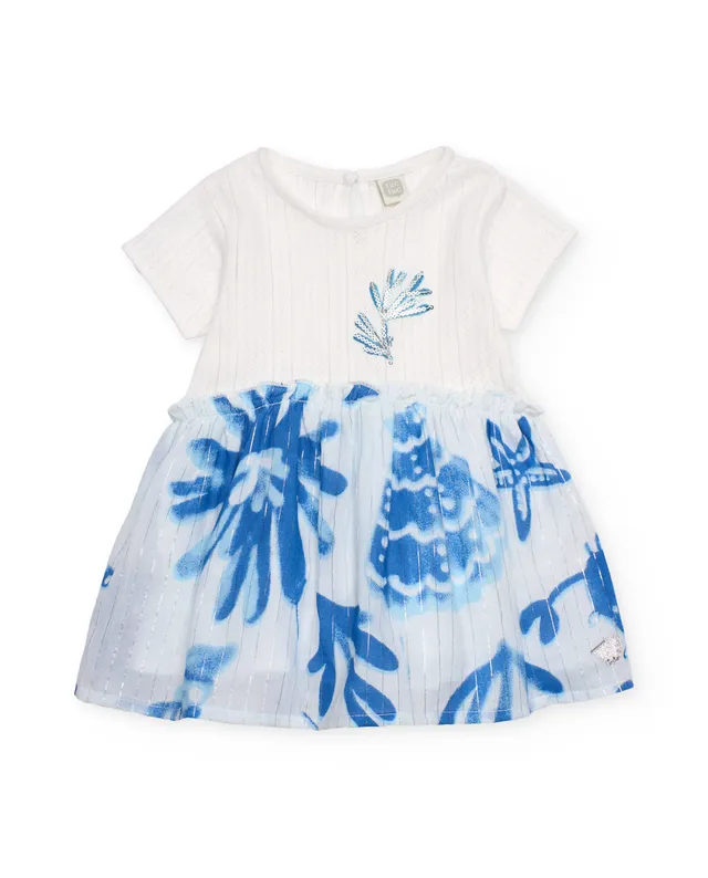 Tuc tuc vestito bambina paillettes bianco e blu