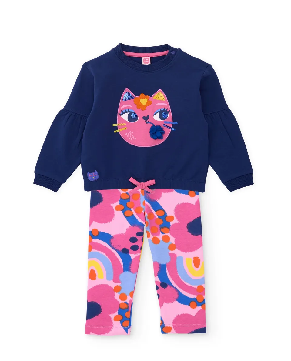 Tuc Tuc Meow tuta felpa bambina felpa rosa floreale