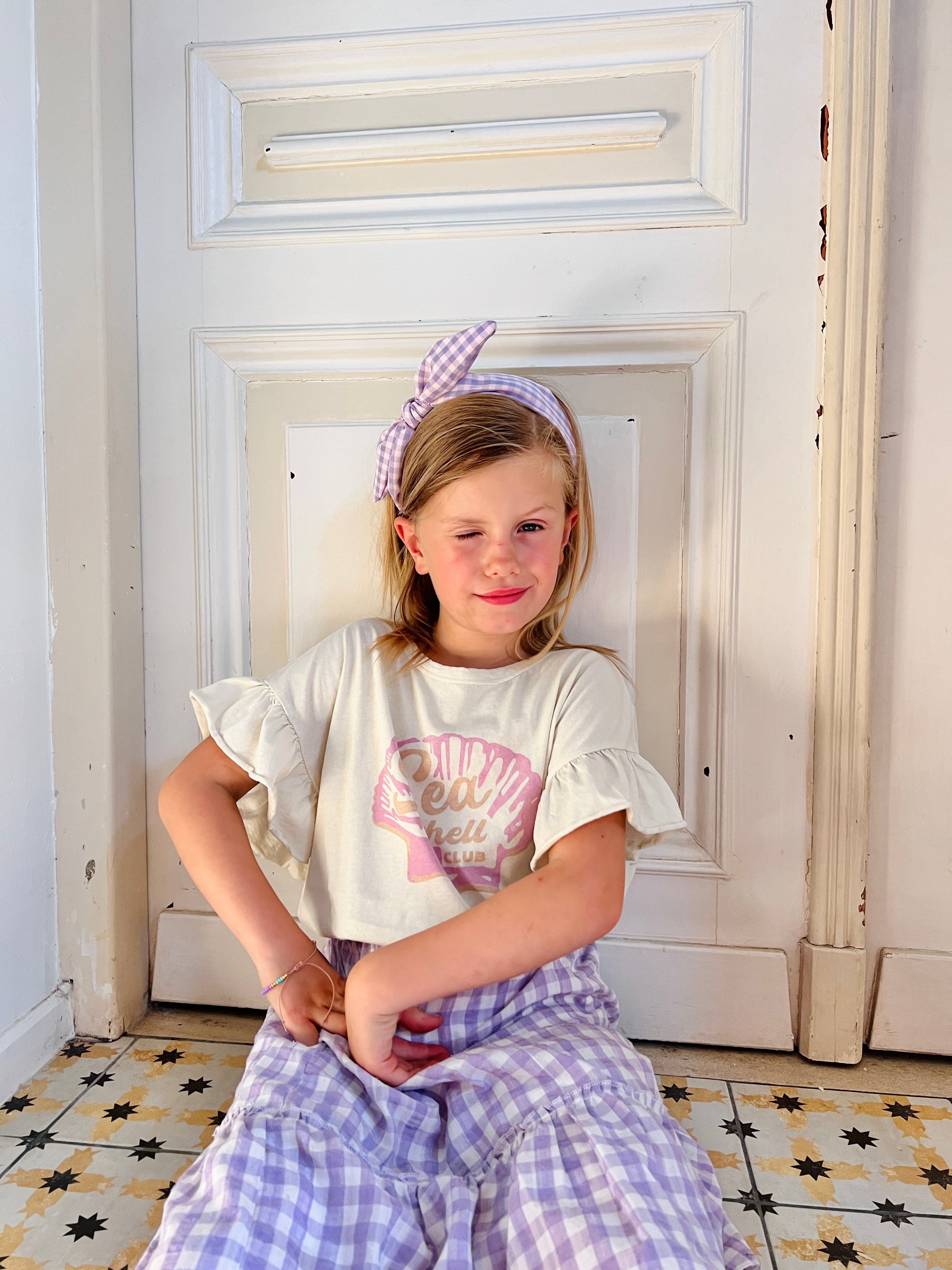Ella and Rapha Seashell Club t-shirt bambina off white cotone bio