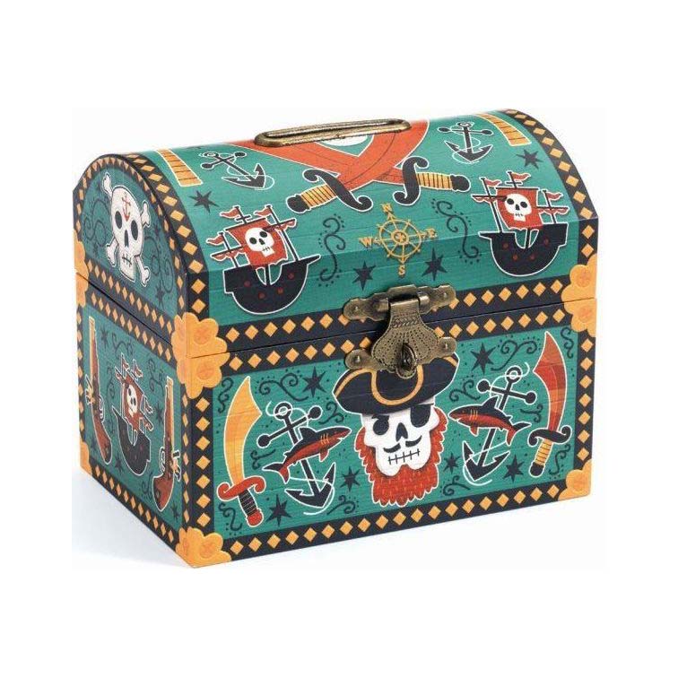 Djeco Pirate salvadanaio baule con lucchetto e chiave
