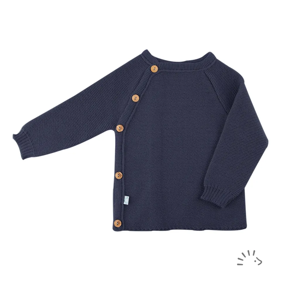 Popolini Cardigan Kimono cardigan lana merinos blu
