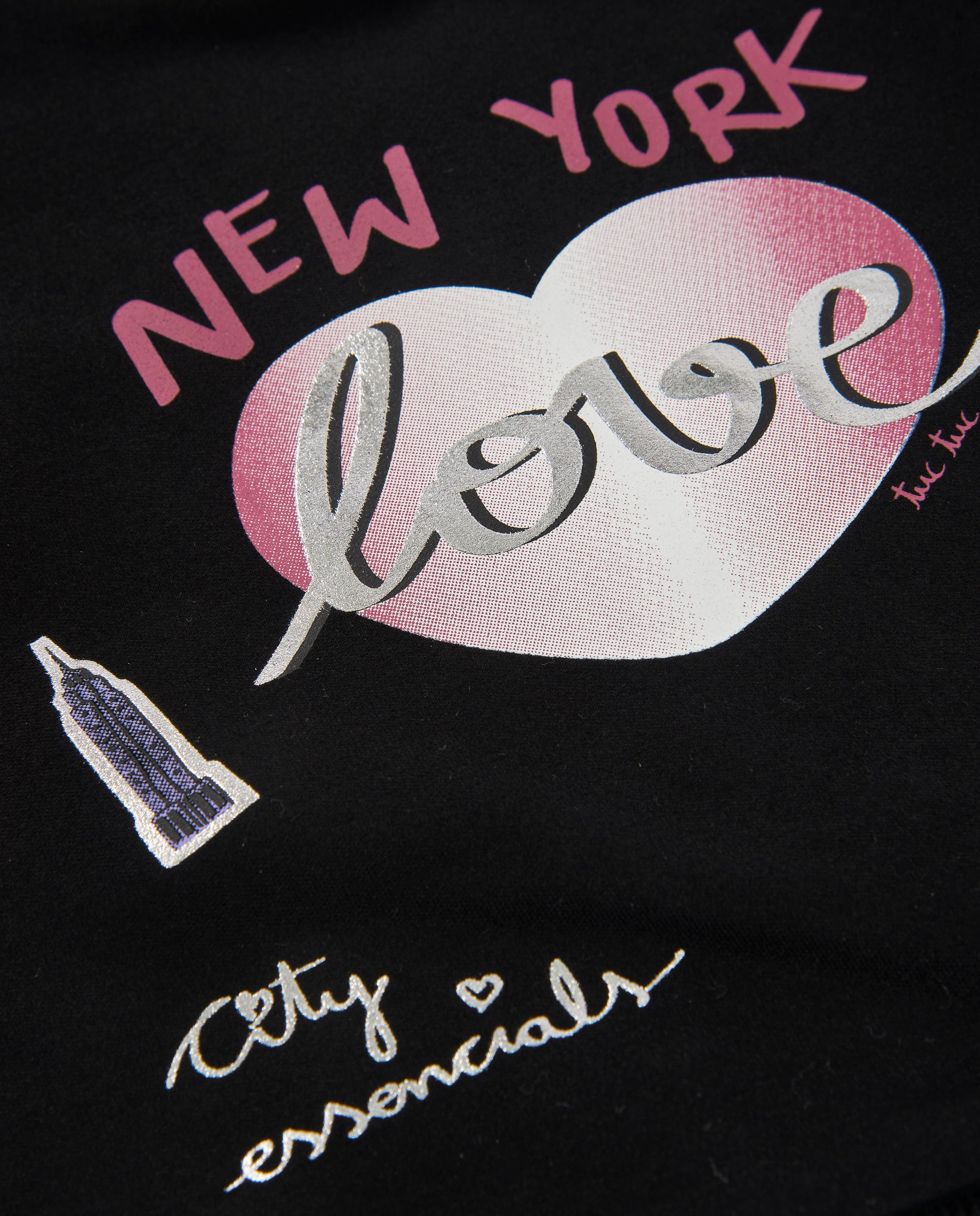 Tuc Tuc felpa bambina nera cuore New York calda