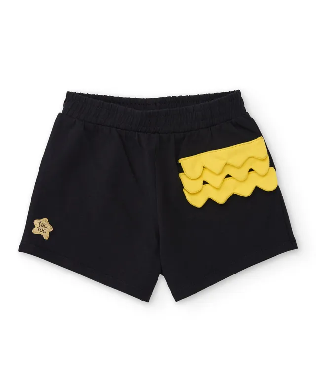 Tuc tuc shorts bambina neri jersey dettaglio giallo
