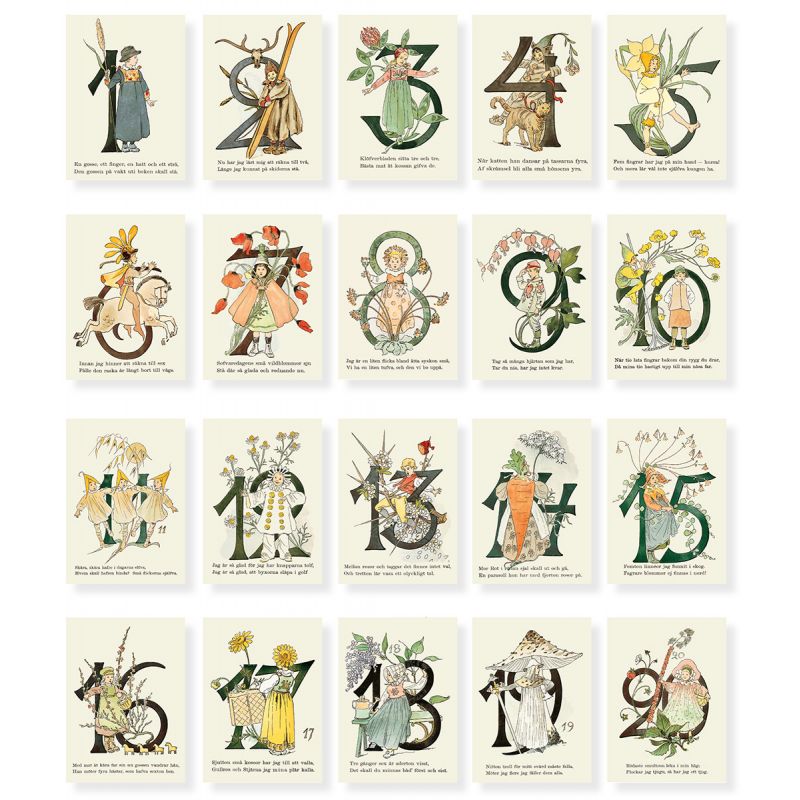 Ottilia Adelborg Numeri Fioriti set 20 cartoline 10,5x15 cm