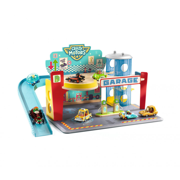 Djeco Crazy Motors Garage Truck garage legno con ascensore