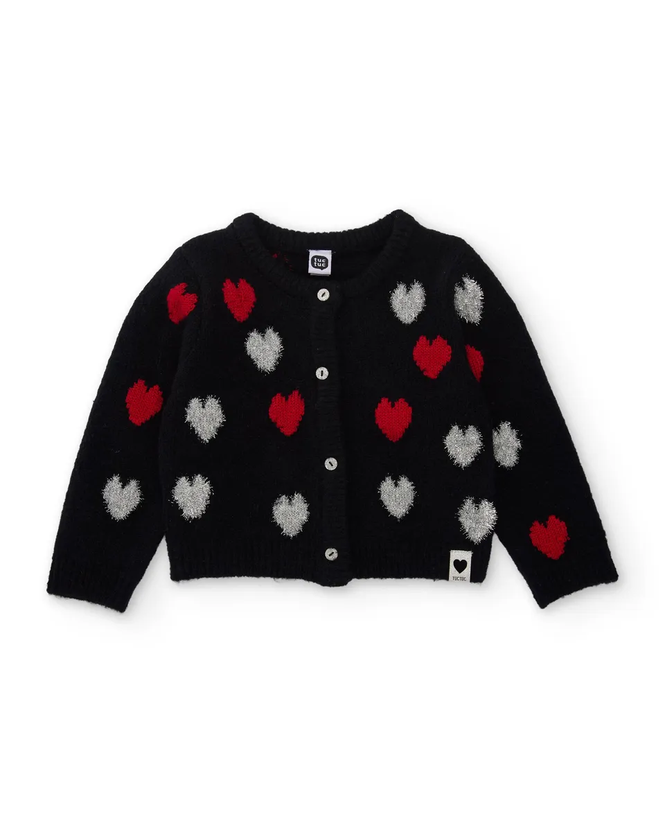Tuc Tuc cardigan cuori nero bottoni