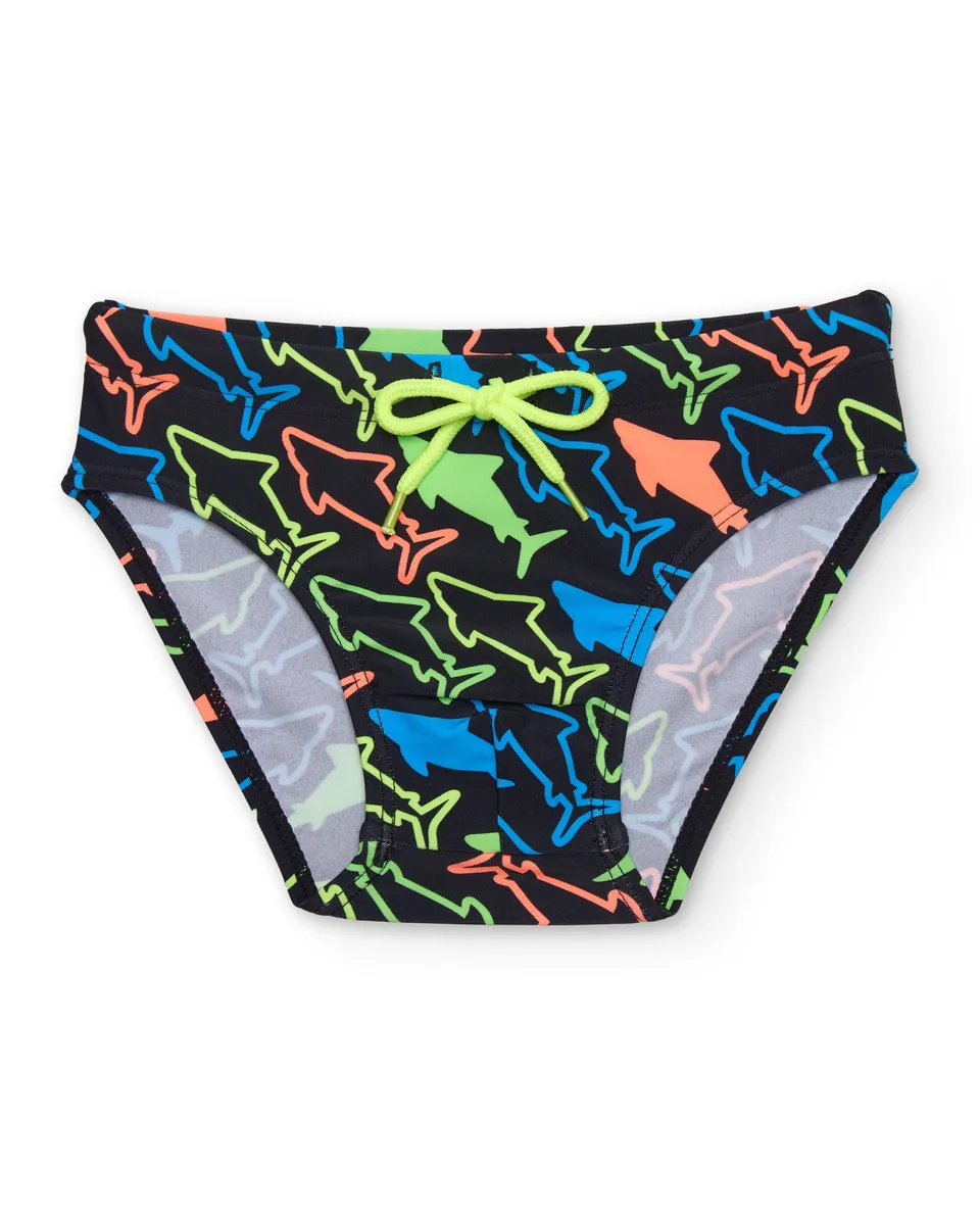 Tuc Tuc costume mare bambino nero squali coulisse