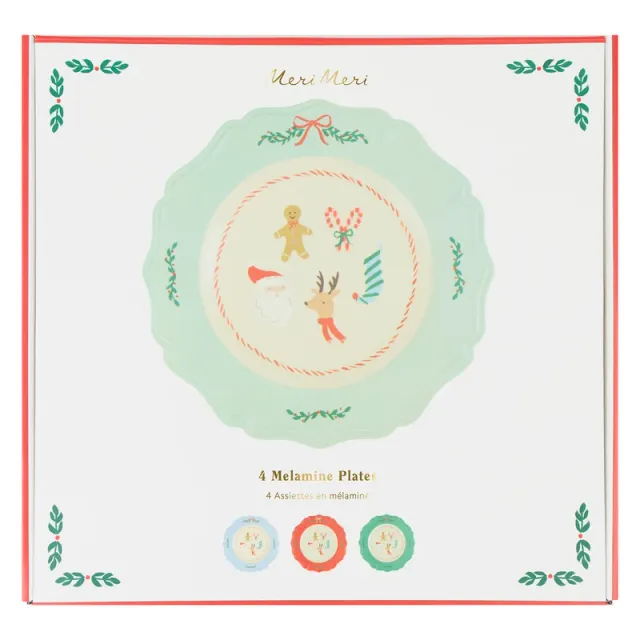 Meri Meri Natale set 4 piatti resina colorati