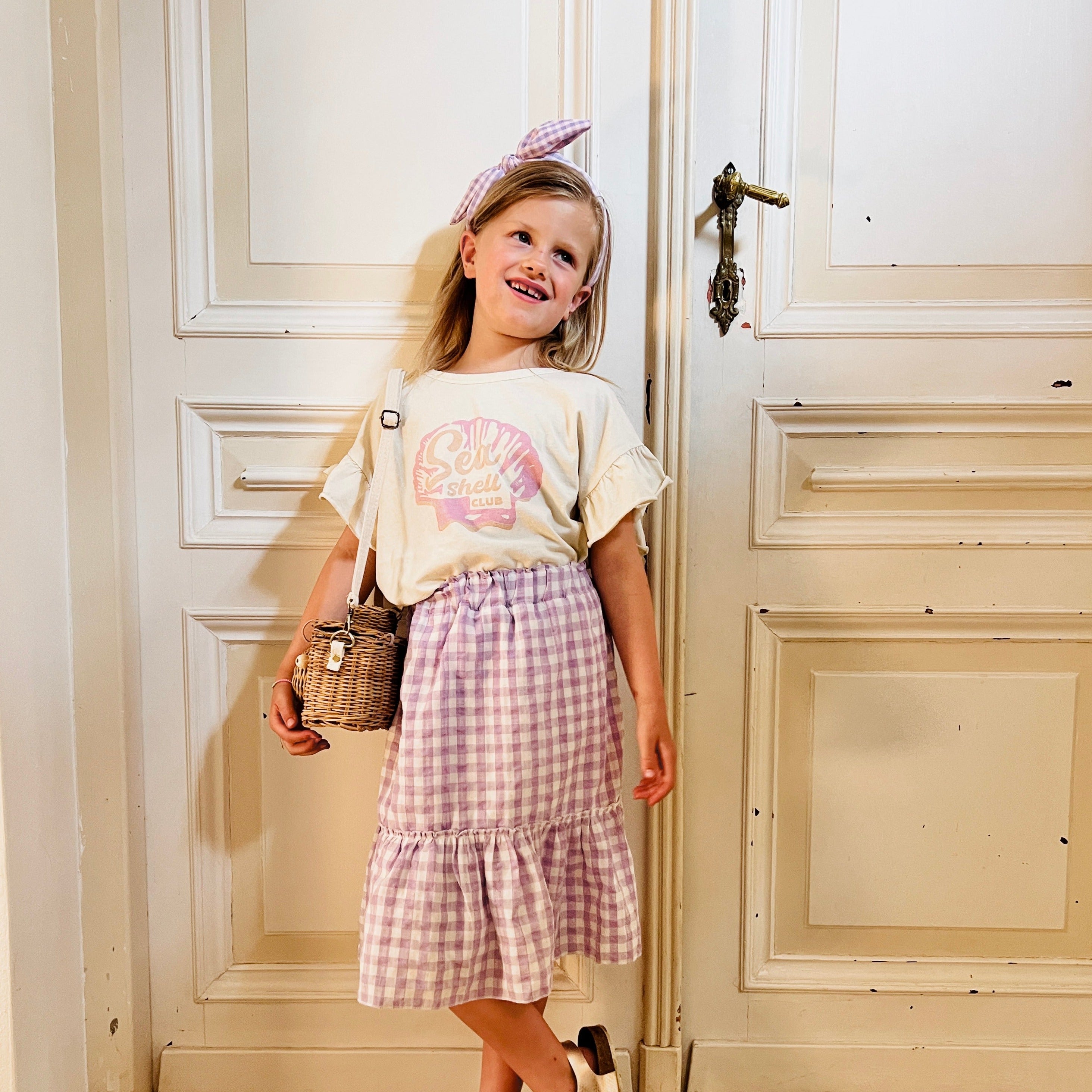 Ella and Rapha Seashell Club t-shirt bambina off white cotone bio