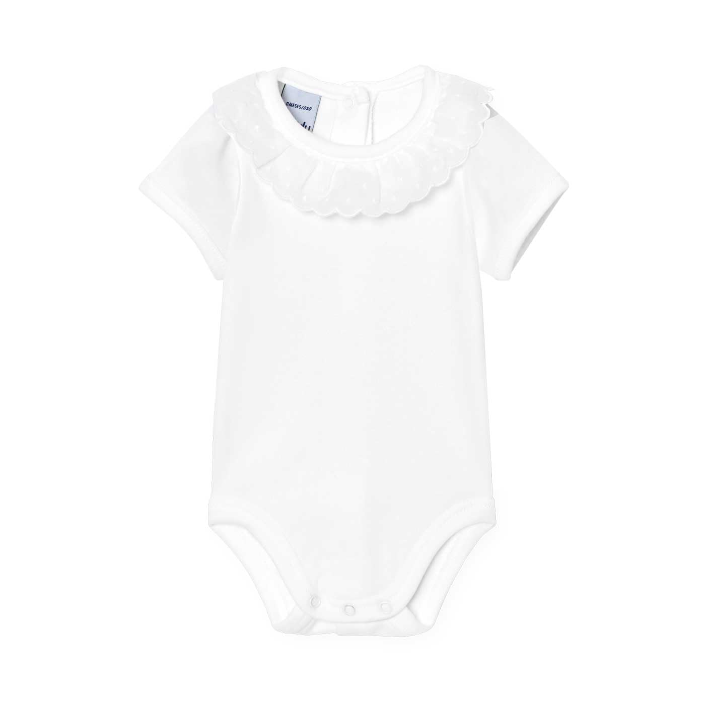 Babidu Body Maniche Corte Pizzo 6-9 Mesi Cotone Bianco