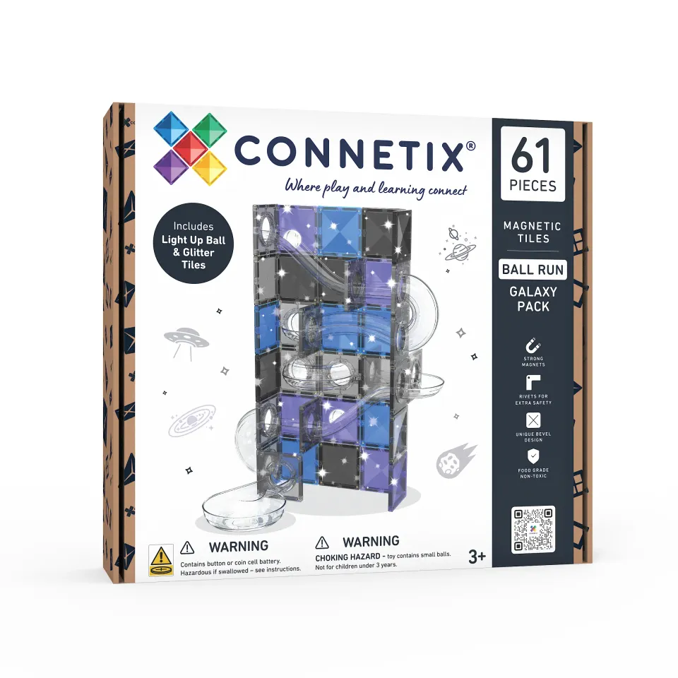 Connetix Ball Run Galaxy Pack costruzioni magnetiche 61 pezzi glitter