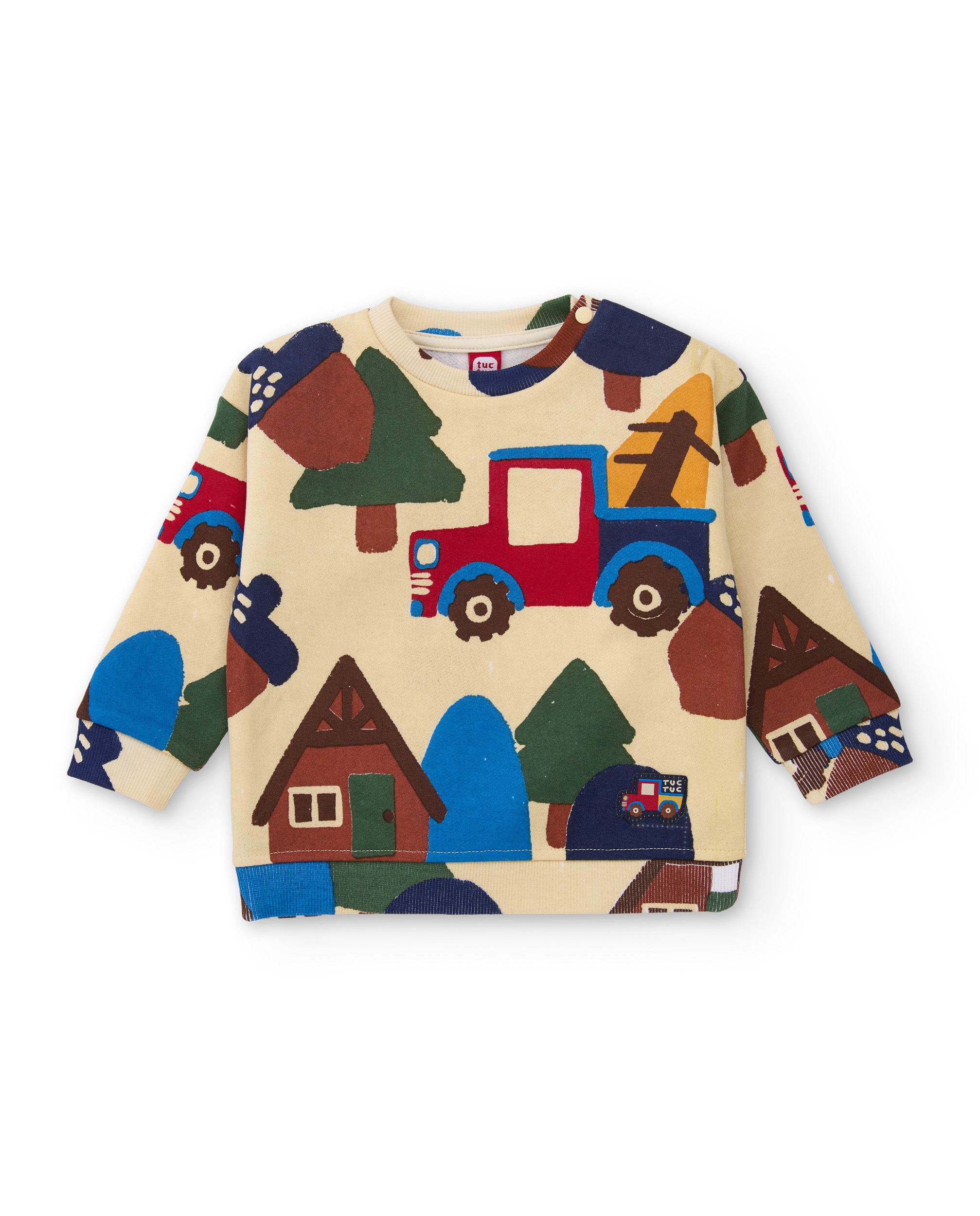 Tuc tuc tuta bambino felpa beige stampa natura
